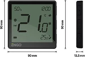 Беспроводной комнатный терморегулятор ZigBee ENGO черный EONE-BATB Беспроводной комнатный терморегулятор ZigBee ENGO черный EONE-BATB, 2