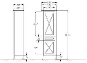Шкаф-пенал напольный Opadiris Палермо 53 L cветлый орех Z0000008255 Шкаф-пенал напольный Opadiris Палермо 53 L cветлый орех Z0000008255, 2