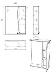 Шкаф-зеркало Айсберг Волна 50 R белый DA1043HZ Шкаф-зеркало Айсберг Волна 50 R белый DA1043HZ, 2