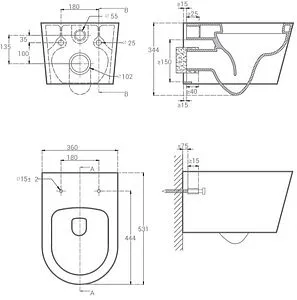 Унитаз подвесной безободковый Hansmann keramik Uno белый УНИ0014 Унитаз подвесной безободковый Hansmann keramik Uno белый УНИ0014, 2