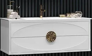 Тумба-умывальник подвесная Opadiris Ибица 120 белый глянец/золото 00-00007079+050600-u-01 Тумба-умывальник подвесная Opadiris Ибица 120 белый глянец/золото 00-00007079+050600-u-01, 1