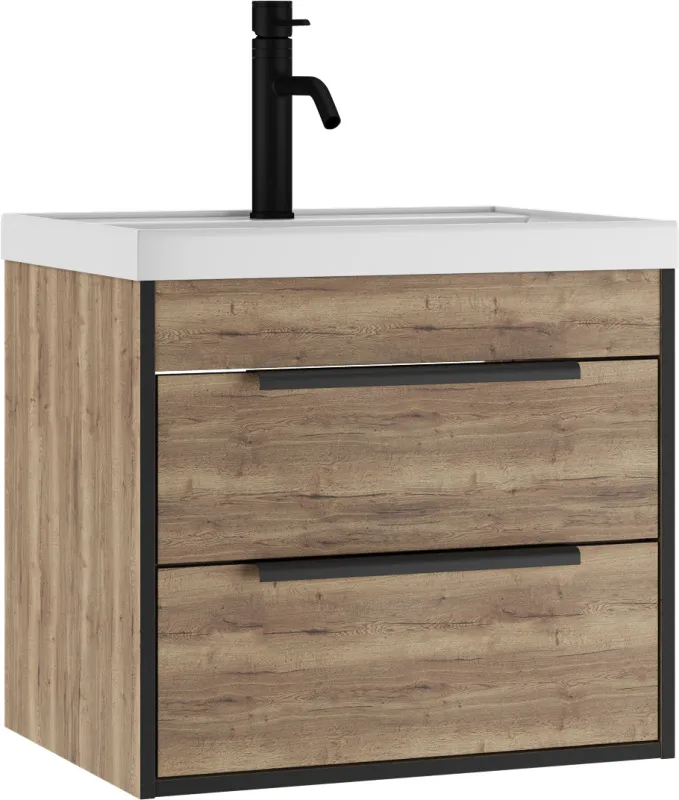 Тумба-умывальник подвесная Домино Alfa 60 дуб галифакс табак DA6102T+4670142930044 Тумба-умывальник подвесная Домино Alfa 60 дуб галифакс табак DA6102T+4670142930044, 1