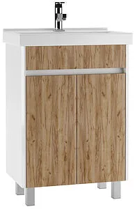 Тумба-умывальник напольная Домино Uno 60 дуб вотан/белый DU1506T+WB.FN/Fest/60-C/WHT.G/S1 Тумба-умывальник напольная Домино Uno 60 дуб вотан/белый DU1506T+WB.FN/Fest/60-C/WHT.G/S1, 1