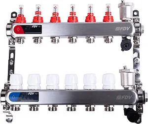 Группа коллекторная с расходомерами 6 отводов 1"в/в x ¾"ек FDV S1103C-2/6 Группа коллекторная с расходомерами 6 отводов 1"в/в x ¾"ек FDV S1103C-2/6, 1