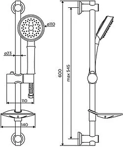 Душевая стойка Dorff Classic хром/серый D0180000 Душевая стойка Dorff Classic хром/серый D0180000, 2