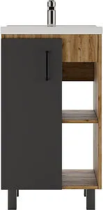 Тумба-умывальник напольная Домино Craft 50 графит/дуб вотан DCr2209T+4630055557578 Тумба-умывальник напольная Домино Craft 50 графит/дуб вотан DCr2209T+4630055557578, 3