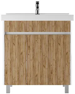 Тумба под умывальник напольный Домино Uno 80 дуб вотан/белый DU1507T Тумба под умывальник напольный Домино Uno 80 дуб вотан/белый DU1507T, 3