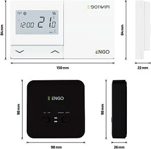 Беспроводной комнатный терморегулятор Wi-Fi ENGO белый/черный E901-WIFI Беспроводной комнатный терморегулятор Wi-Fi ENGO белый/черный E901-WIFI, 2
