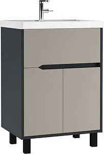 Тумба-умывальник напольная Домино Karat 60 серый тауп DK3212T+4627173210164 Тумба-умывальник напольная Домино Karat 60 серый тауп DK3212T+4627173210164, 1