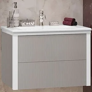 Тумба-умывальник подвесная Opadiris Рубинно 80 серый глянцевый 00-00007340+640177 Тумба-умывальник подвесная Opadiris Рубинно 80 серый глянцевый 00-00007340+640177, 1