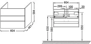 Тумба-умывальник подвесной Jacob Delafon Lucien 60 белый EB2056-J5-J5+ Тумба-умывальник подвесной Jacob Delafon Lucien 60 белый EB2056-J5-J5+, 1
