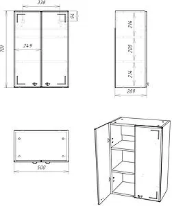 Шкаф двухстворчатый Айсберг Классик 02-50 белый DA1145HR Шкаф двухстворчатый Айсберг Классик 02-50 белый DA1145HR, 2