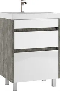 Тумба-умывальник напольный Домино Karlo 60 белый/бетон DK5314T+4627173210164 Тумба-умывальник напольный Домино Karlo 60 белый/бетон DK5314T+4627173210164, 1