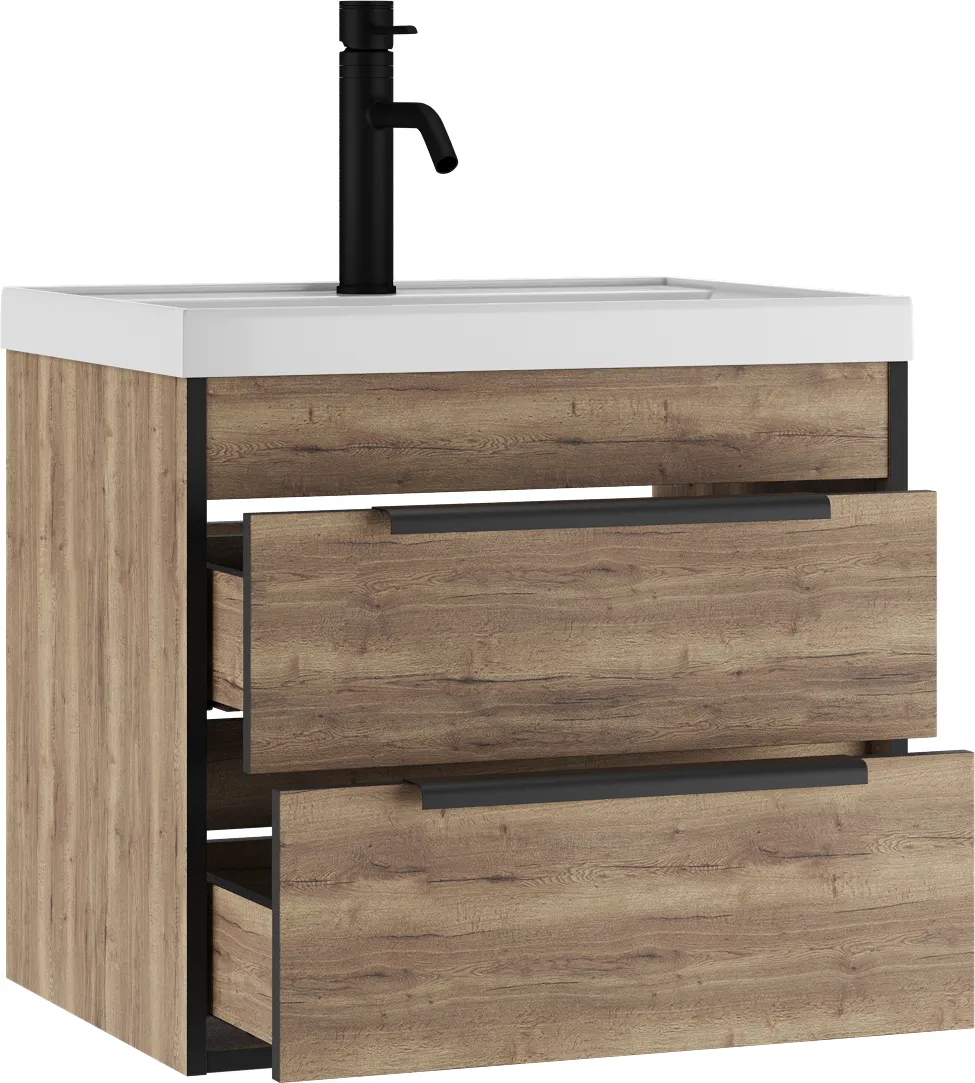 Тумба-умывальник подвесная Домино Alfa 60 дуб галифакс табак DA6102T+4670142930044 Тумба-умывальник подвесная Домино Alfa 60 дуб галифакс табак DA6102T+4670142930044, 4