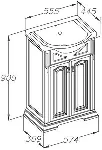 Тумба под умывальник напольный Opadiris Риспекто 55 белый 00-00005760 Тумба под умывальник напольный Opadiris Риспекто 55 белый 00-00005760, 2